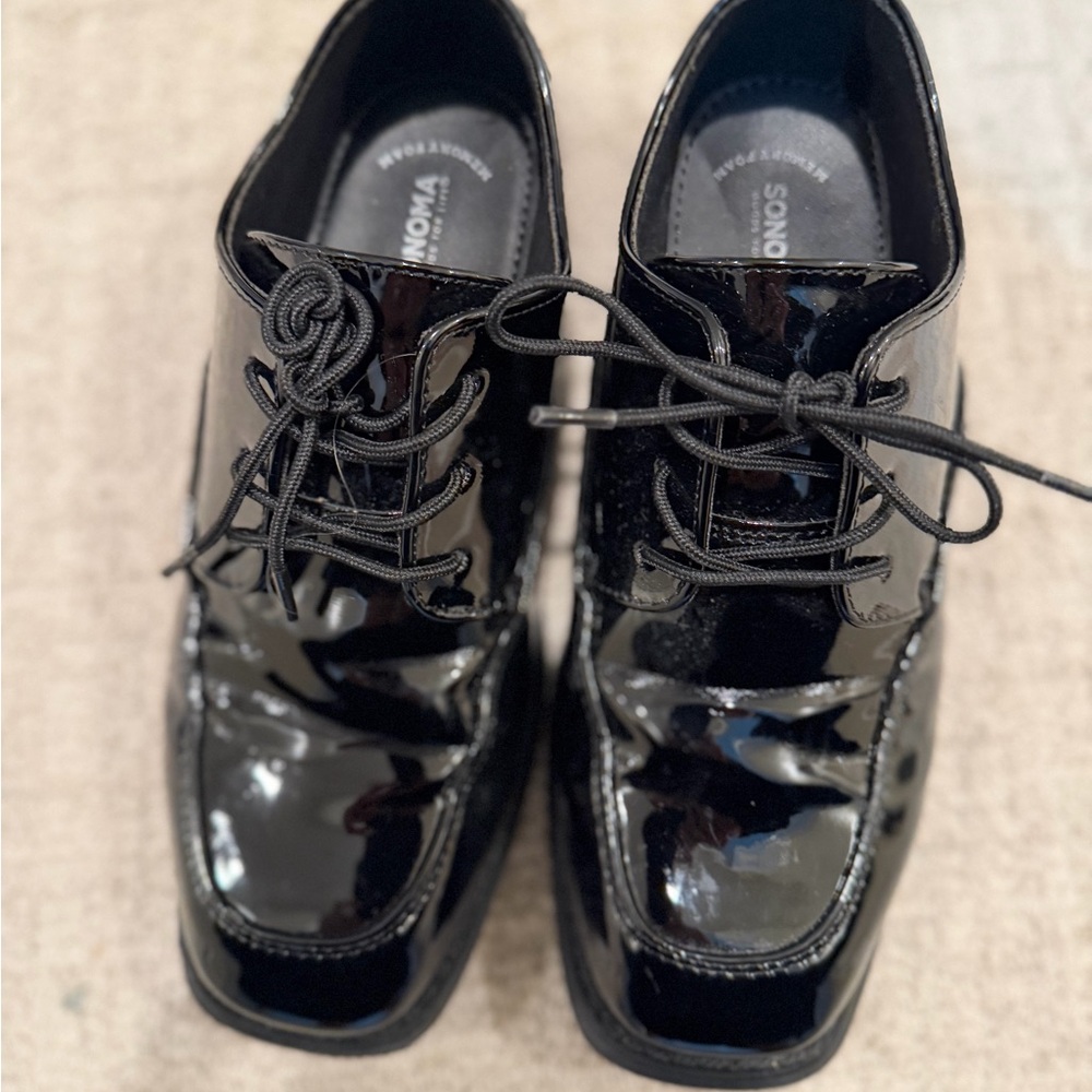 Sonoma Black Patent Laced Boys Tuxedo Shoes